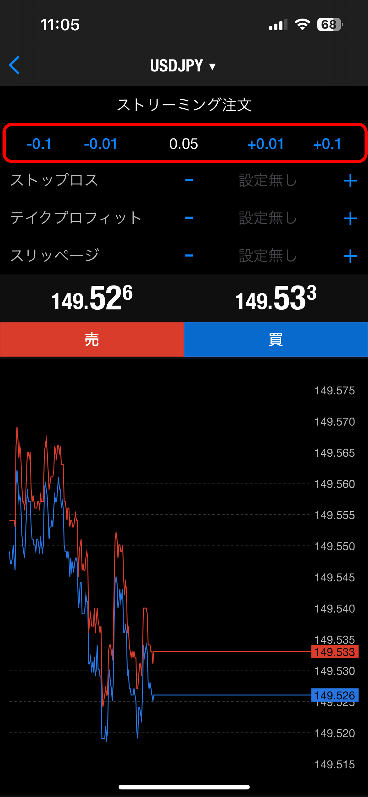 取引する数量（ロット数）を設定